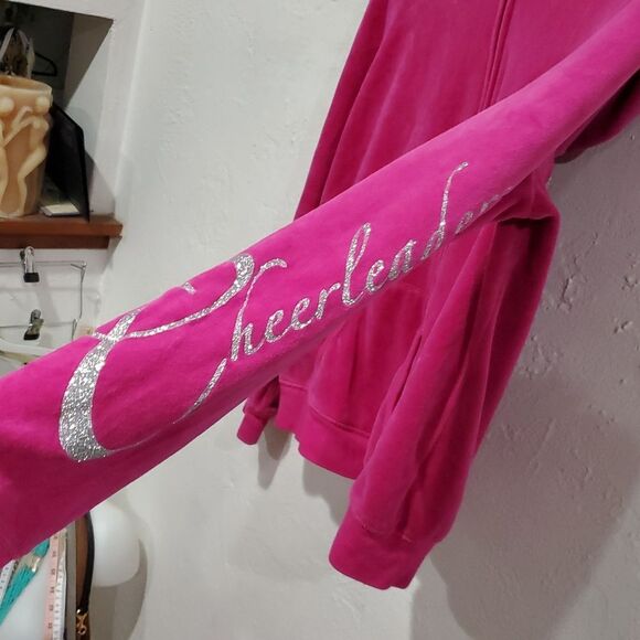 Y2K 2 Piece Hot Pink Stripper Gentleman's Club Employee Velour Tracksuit Size M - Picture 11 of 13